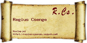Regius Csenge névjegykártya